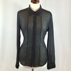GUESS sheer button down blouse